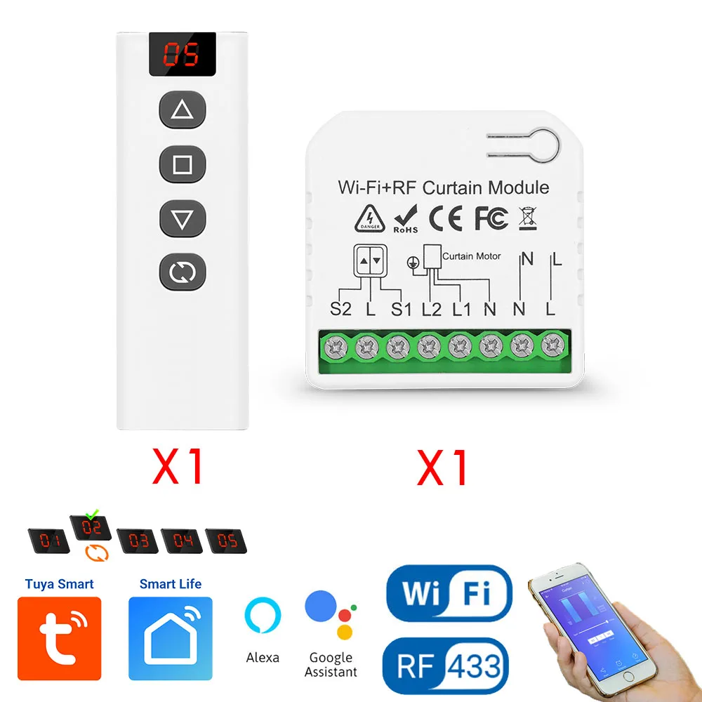 

Умный Wi-Fi выключатель для штор Tedeligo Tuya 5 каналов