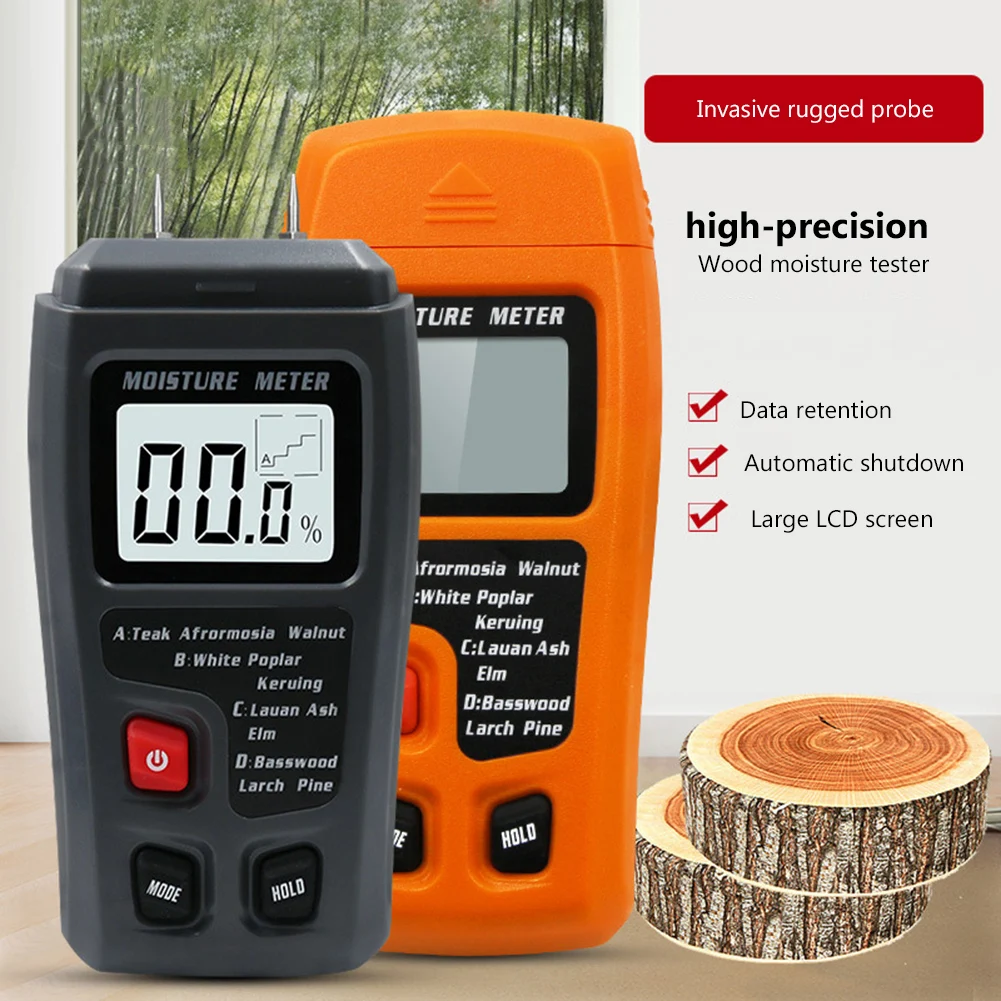 

Digital Moisture Testing LCD Display Wood Damp Measure Tool Professional Tree Density for Hardwood Flooring Cabinets Furniture