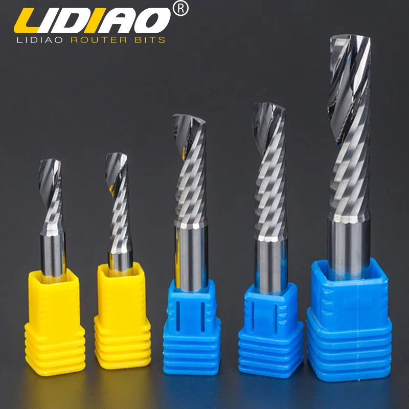 

LIDIAO 5A Single Flute Spiral Milling Cutter 6/8/10mm Shank Tungsten Steel CNC Router Bit Wood End Mill Woodworking Tools
