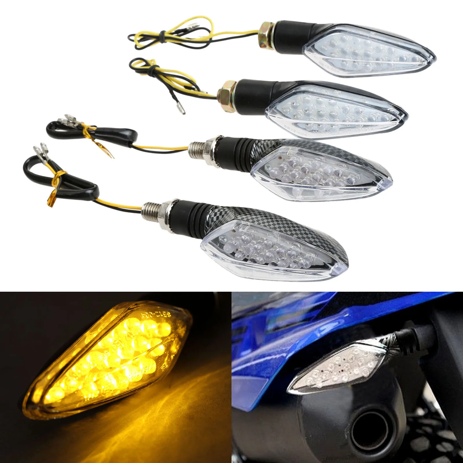 

2Pcs 12V Motorcycle Motorbike 16 LEDs Turn Signal Indicators Blinker Light Lamp Amber Flashing Lights For Honda Suzuki Kawasaki