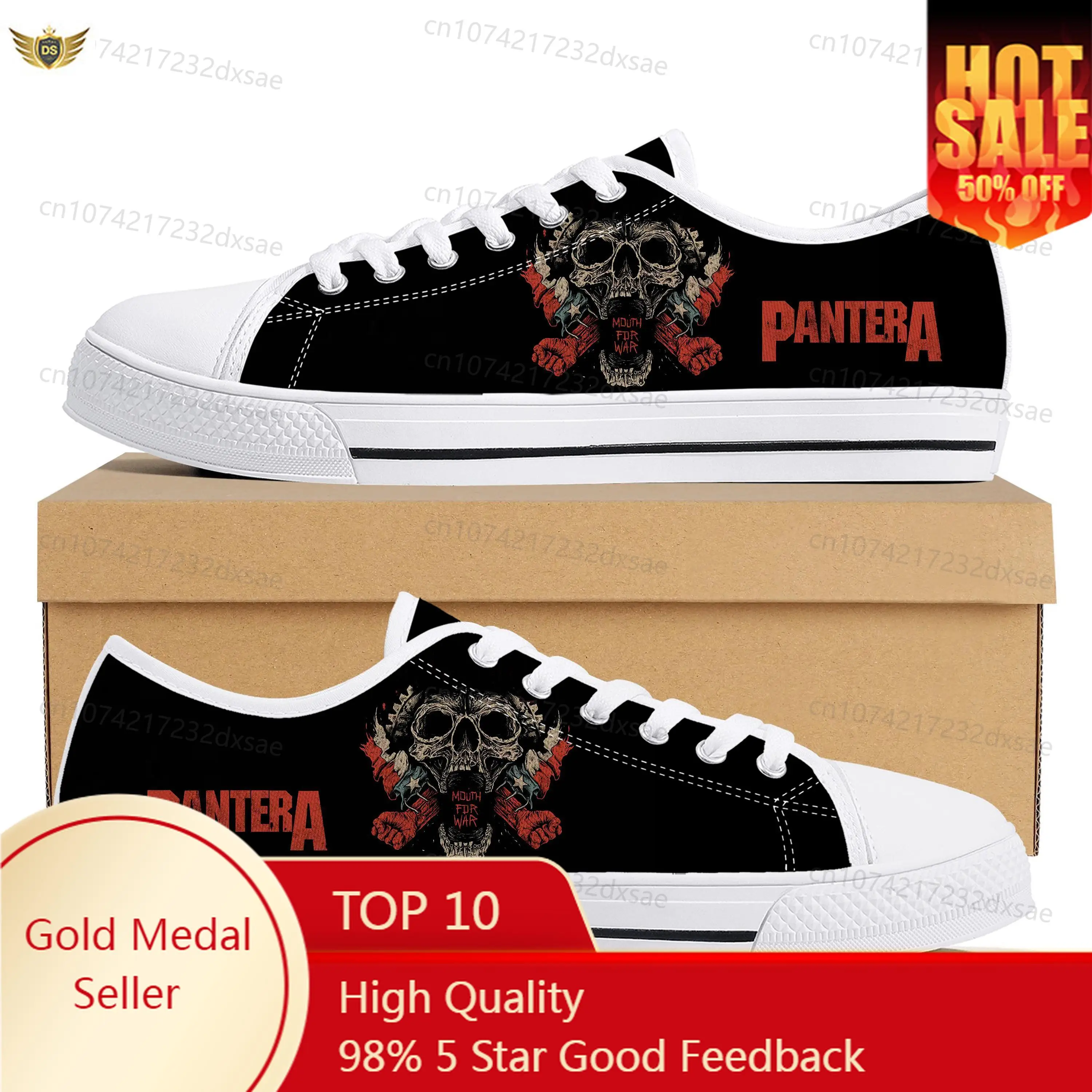

Pantera Metal Band Pop Low Top High Quality Sneakers Mens Women Teenager Canvas Sneaker Casual Couple Shoes Custom Shoes
