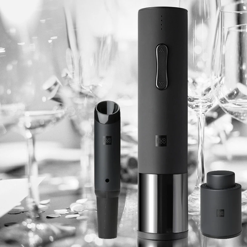 

Xiaomi Huohou Automatic Wine Bottle Opener Kit Electric Corkscrew With Foil Cutter Wine Decanter Pourer Aerator For Family Gifts