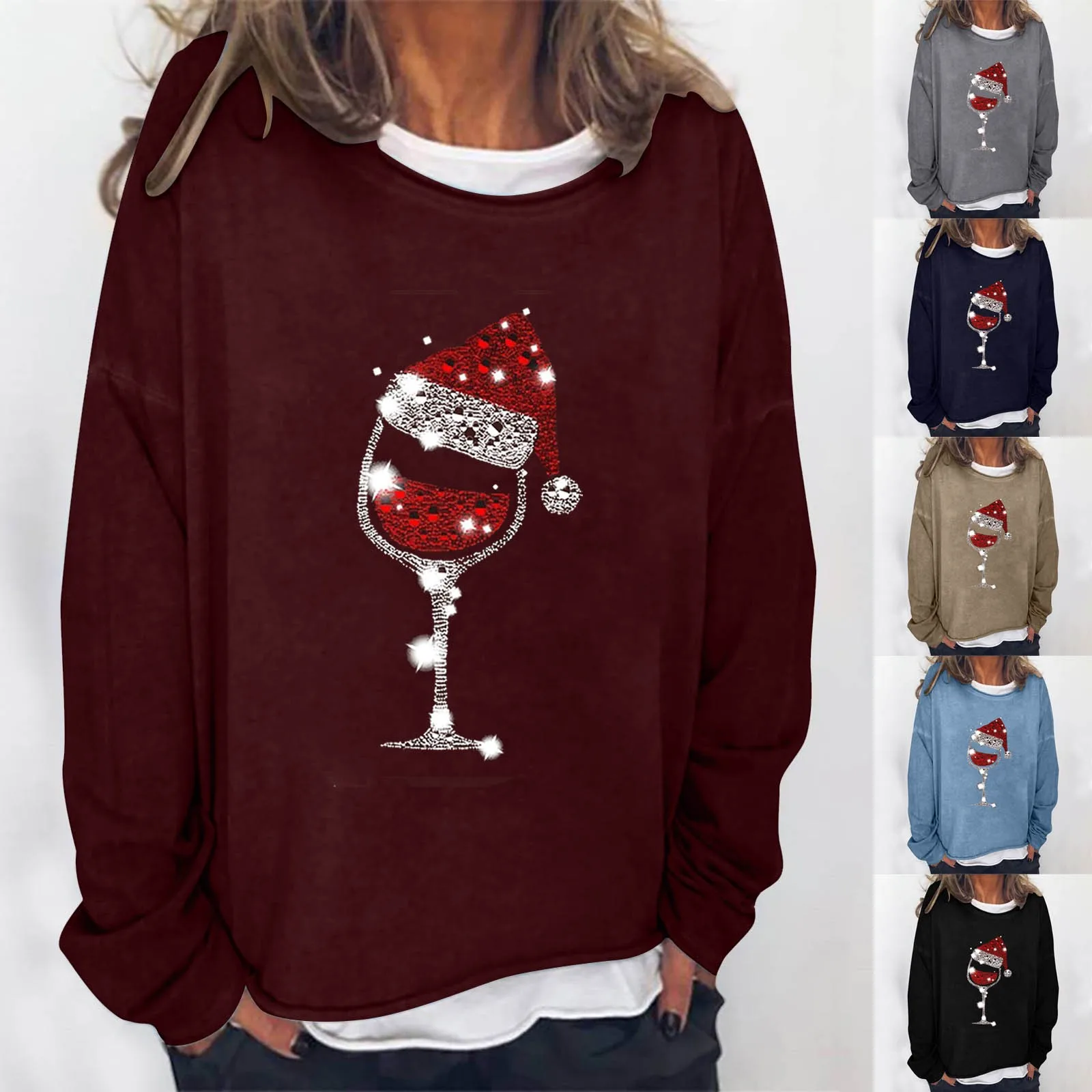 

Women Christmas Sweatshirts Print Long Sleeve Sweatshirt Loose Top Woman Clothing Sudaderas De Mujeres Aesthetic Pull Femme
