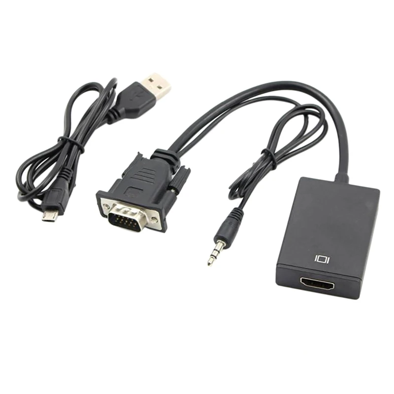 

VGA to HDMI-Compatible Converter Computer to TV Adapter Cable TV HD Cable Support with Audio