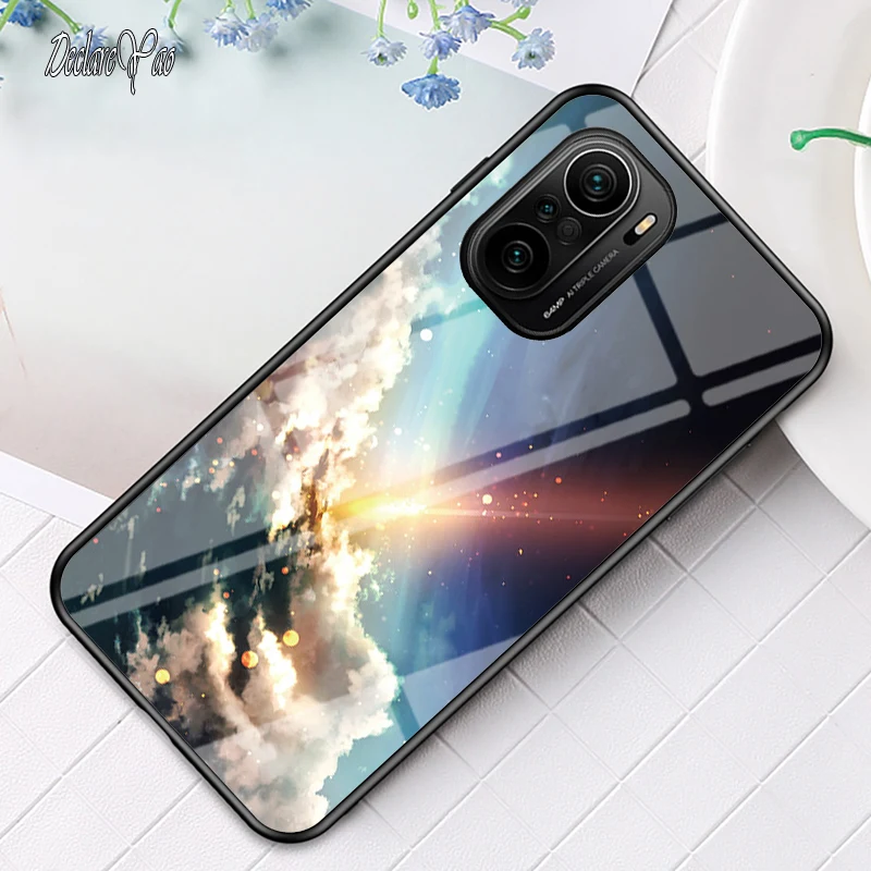 

for Redmi K40 Pro Plus Glass Case DECLAREYAO Luxury Ultra Slim Hard Mirror Tempered Glass Coque For Redmi K40S k40 Game Cover