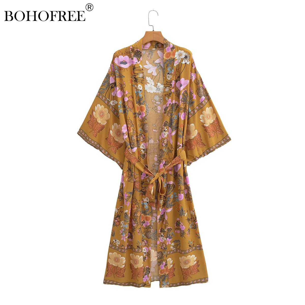 Винтажное шикарное длинное кимоно из вискозы и хлопка с цветочным принтом, пляжные купальники, накидки, платья, макси, хиппи, женское кимоно Винтажное шикарное длинное кимоно из вискозы и хлопка с цветочным принтом, пляжные купальники, накидки, платья, макси, хиппи, женское кимоно