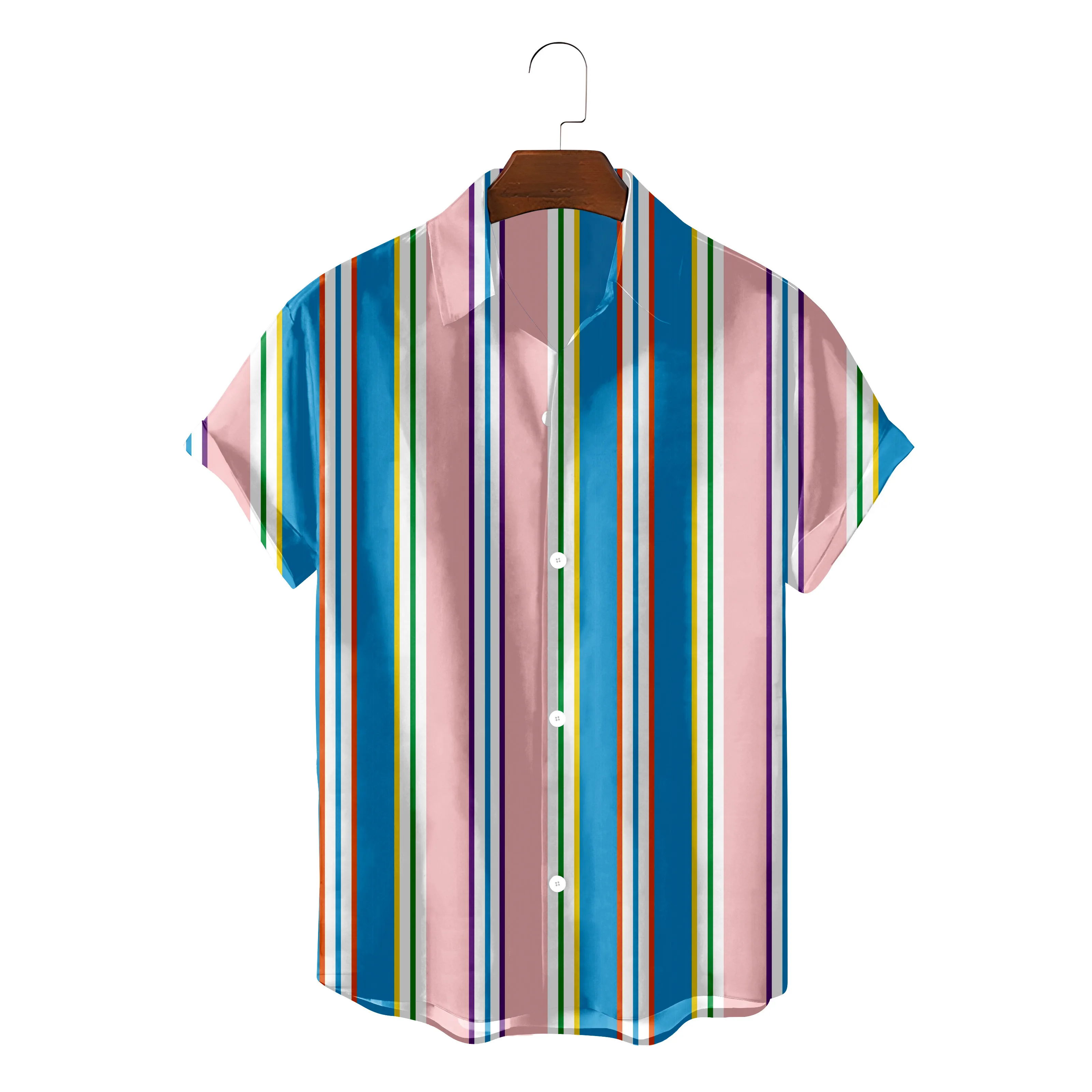 

Модная гавайская рубашка для мужчин, летняя пляжная одежда, лаконичная полосатая рубашка, блузки, уличная одежда на пуговицах