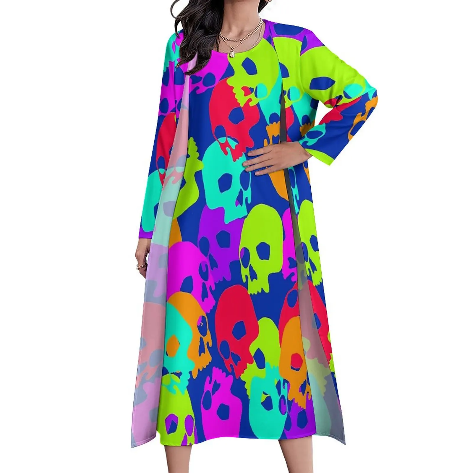 

Платье-макси из двух частей, с принтом черепа