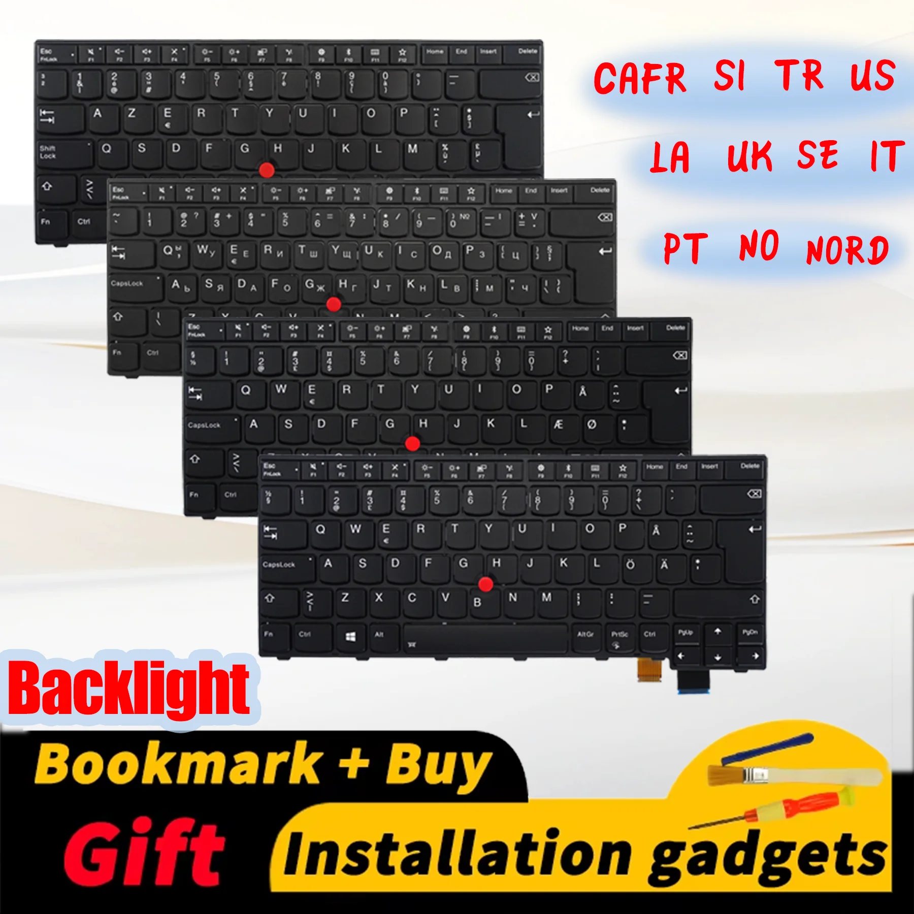 Клавиатура с подсветкой для Lenovo ThinkPad T470S 01EN682 01EN641 SN20L82077, раскладка CAFR IT LA NO NORD PT SE SI TR UK US (art.: 3920da4e85f89) - 3920da4e85f89