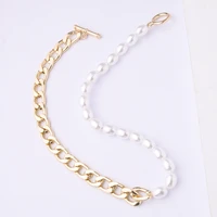alloy imitation pearl necklace female ot buckle european and american fashion short necklace