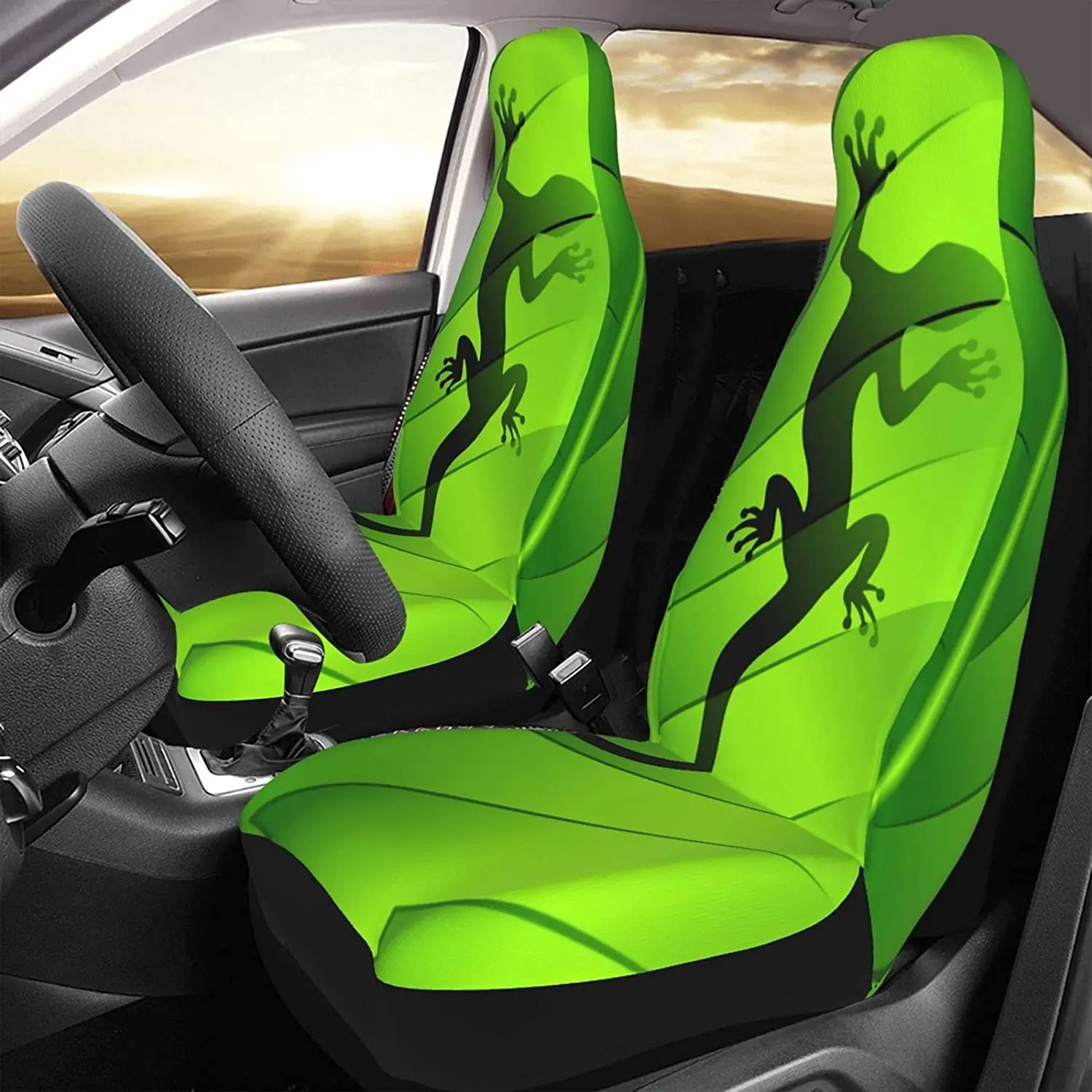 

Green Gecko Car Seat Covers 2 Pcs Set Vehicle Front Seat Protector Auto Interior Accessories Protetors Car Mat Covers Universal