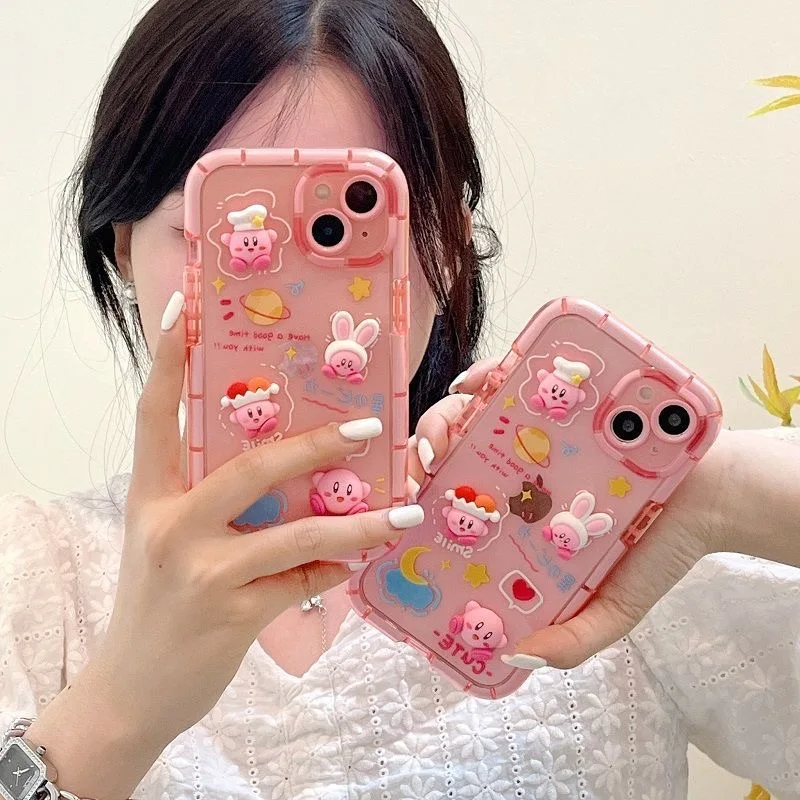 

3D Kirby Cinnamoroll Kuromi Luminous Phone Cases For iPhone 13 12 11 Pro Max XR XS MAX X Back Cover