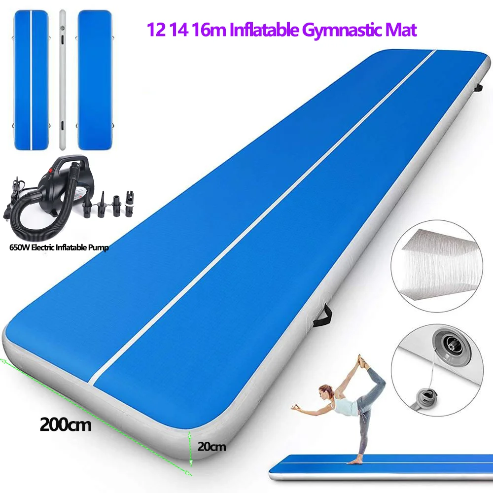 

12m 14m 16m Inflatable Gymnastics Mat 20cm Air Track Training Artistic Fitness Beginner Floor Air Track Mat Trampoline Gym Mats