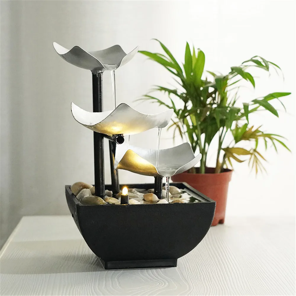 

Desktop Fountain 3 Layer Relaxation Automatic Pump With Power Switch Ultra-deep Sink For Indoor Home Office Decoration