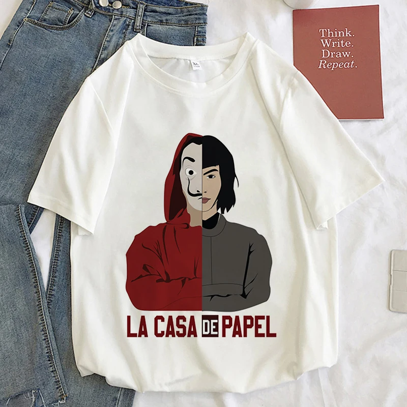 

La Casa De Papel Graphic Print T-shirt Women Harajuku Korean Casual White Tops Tshirt Tee 2020 New Summer Fashion Female T Shirt