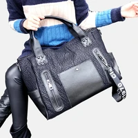 large capacity 41cm women bag sheepskin genuine leather tote black shopping crossbody bag for women bolsa feminina messenger bag