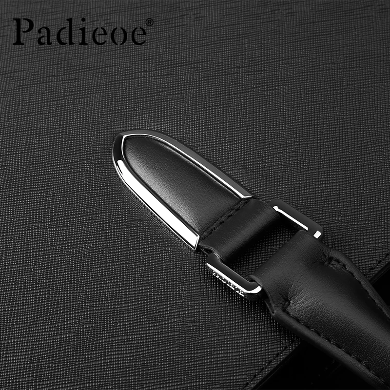 Padieoe Men's Briefcase Genuine Leather Totes Bag for Documents Leather Men's Shoulder Bag Male Cow Skin Business Messenger Bag