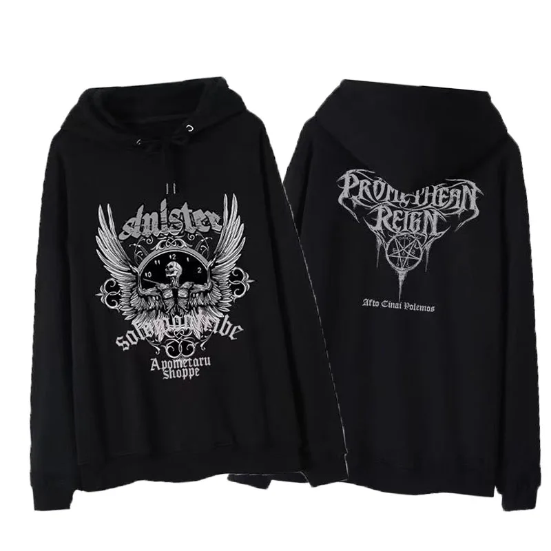 

Толстовка мужская с принтом, супер крутая кофта с надписью скелета мрачного Жнеца, ангела, модный Свободный пуловер оверсайз в стиле хип-хоп...