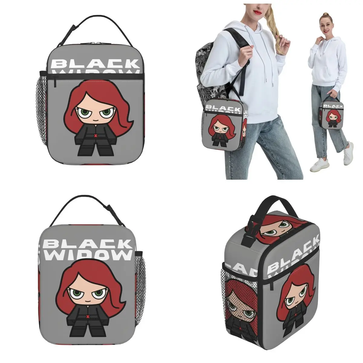 Милые миниатюрные Изолированные сумки для обедов с изображением черной вдовы