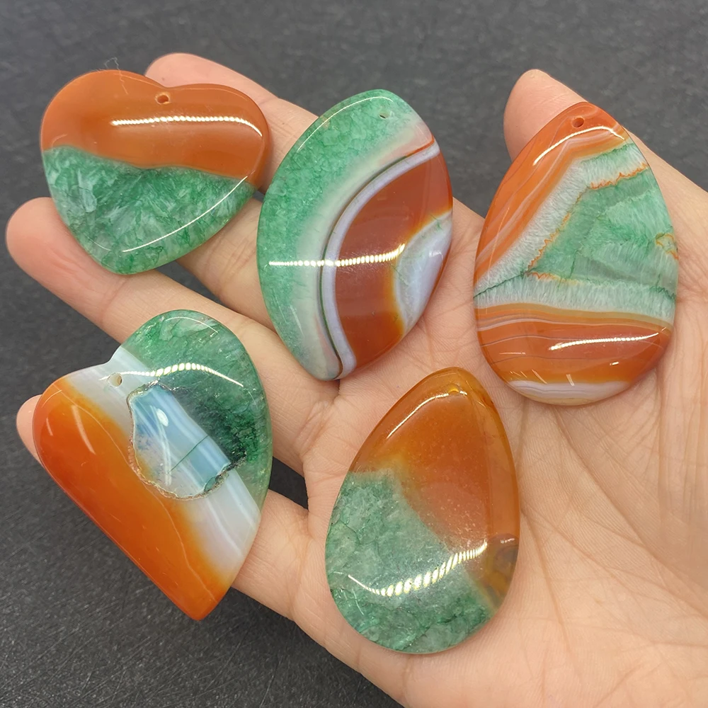 

Heart-shaped Natural Stone Agate Pendant Necklace Teardrop-shaped Pendant Aura Pendant DIY Jewelry Making Earrings Necklace