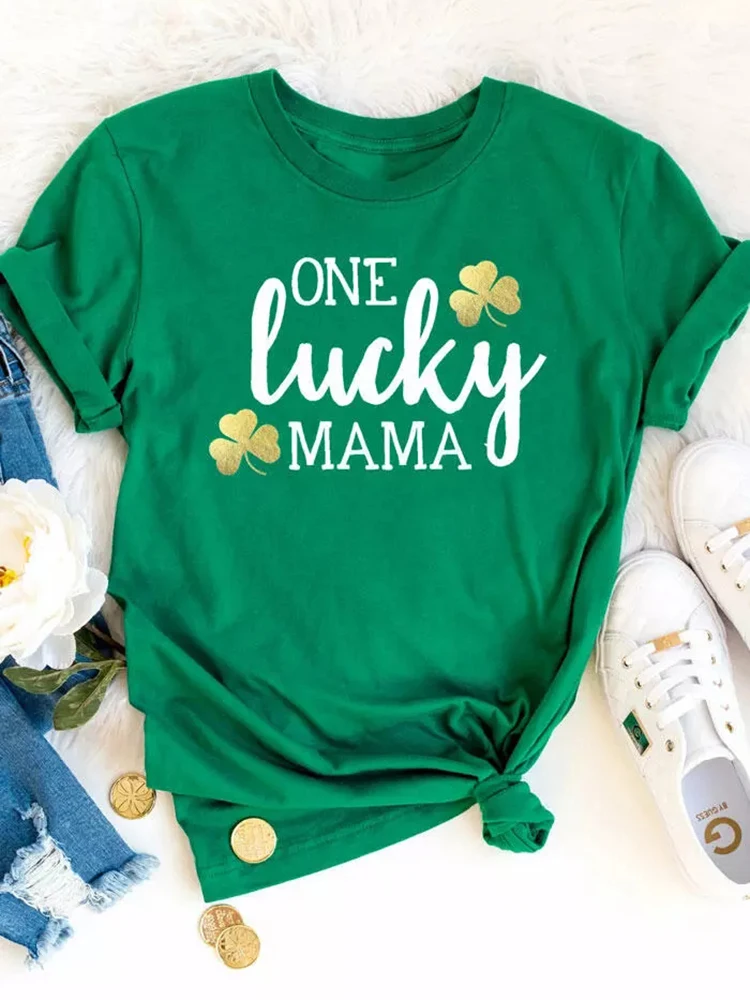 

Женская футболка с коротким рукавом, круглым вырезом и принтом