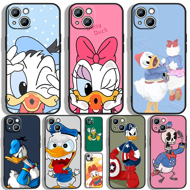

Donald Duck Phone Case For Apple iPhone 11 12 13 14 Max Mini 5 6 7 8 S SE X XR XS Pro Plus Black luxury Silicone Soft Back Capa