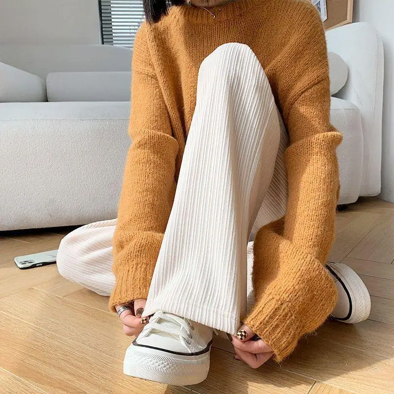 Женские вельветовые брюки с широкими штанинами завышенной талией 2022 | Женская