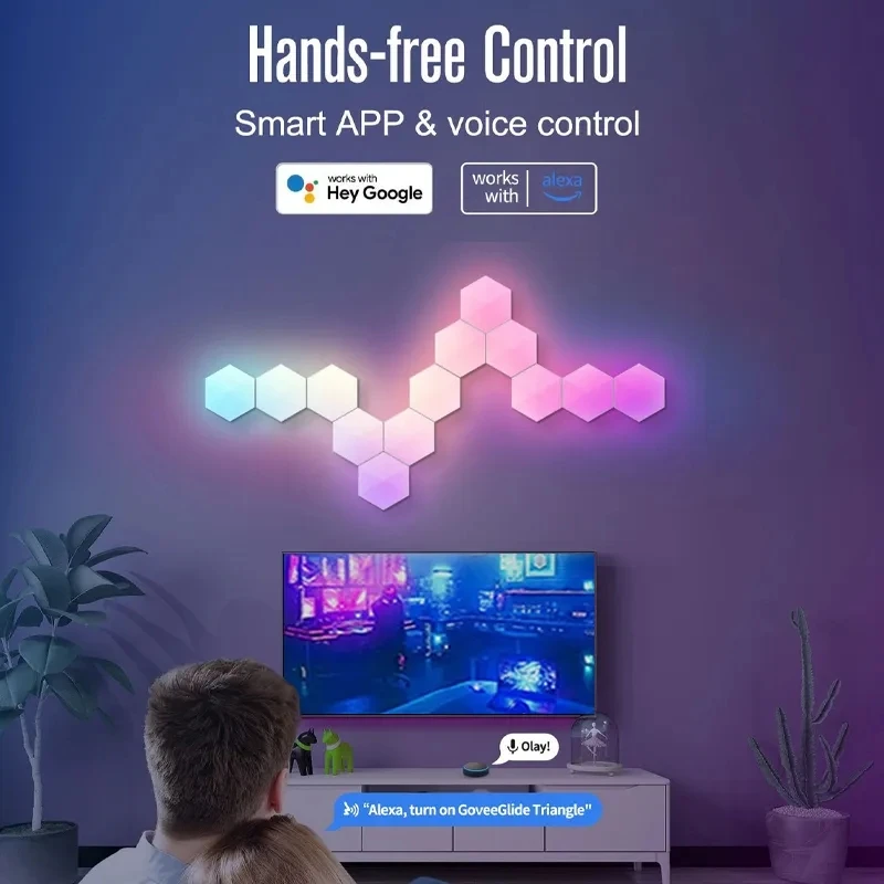 

RGB WIFI LED Hexagon Light Indoor Wall Light APP Remote Control Night Light Computer Game Room Bedroom Bedside Decoration