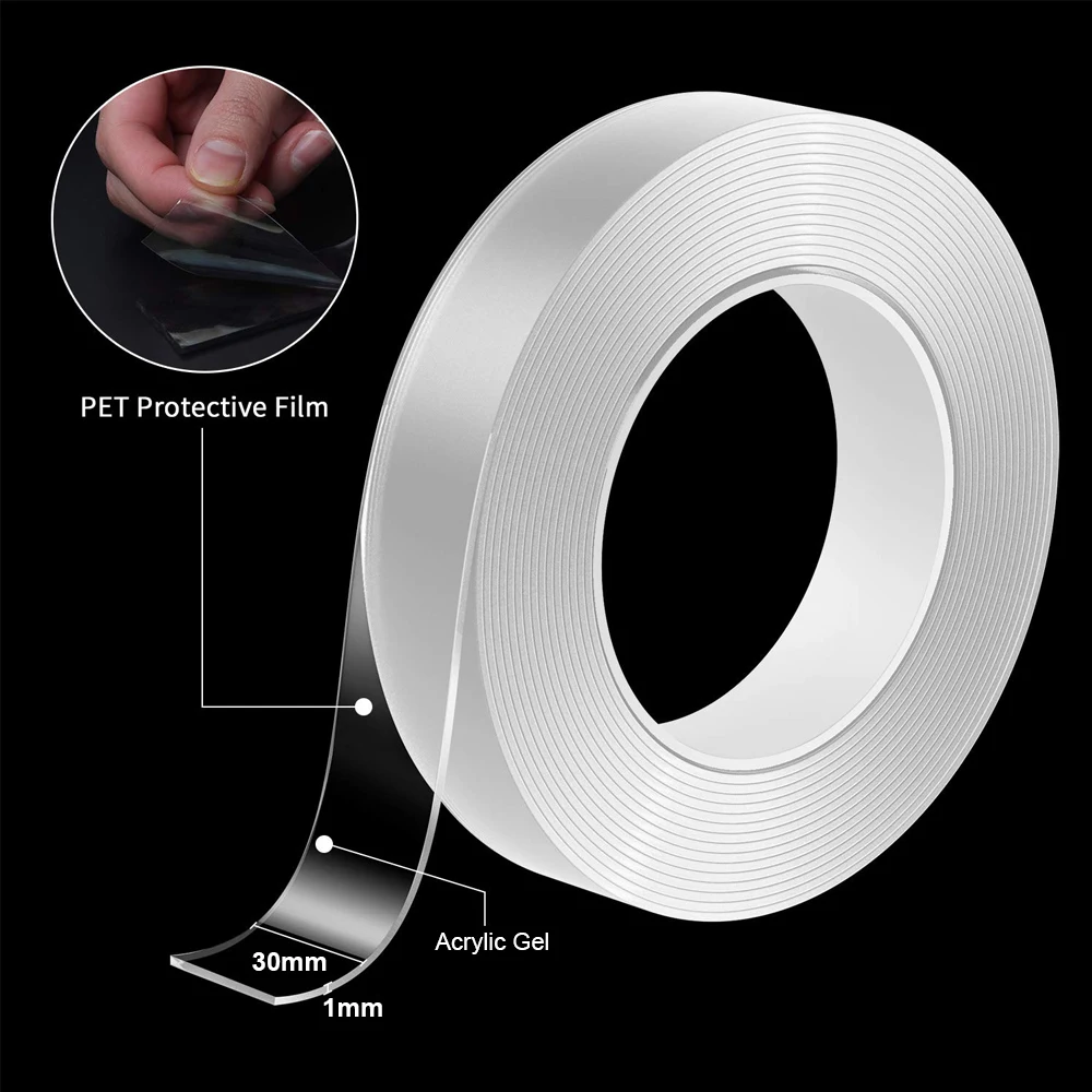 

1M/2M/3/5M Tapes Transparent Double Sided Tape Nano Waterproof Multipurpose Stickers Reusable Heat Resistant Bathroom Home Tapes