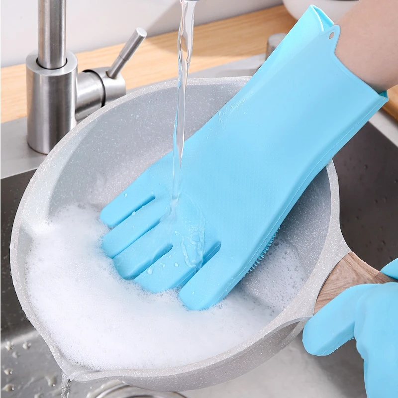 

1Pair Dishwashing Cleaning Gloves Magic Silicone Rubber Dish Washing Glove for Household Scrubber Kitchen Clean Tool Scrub