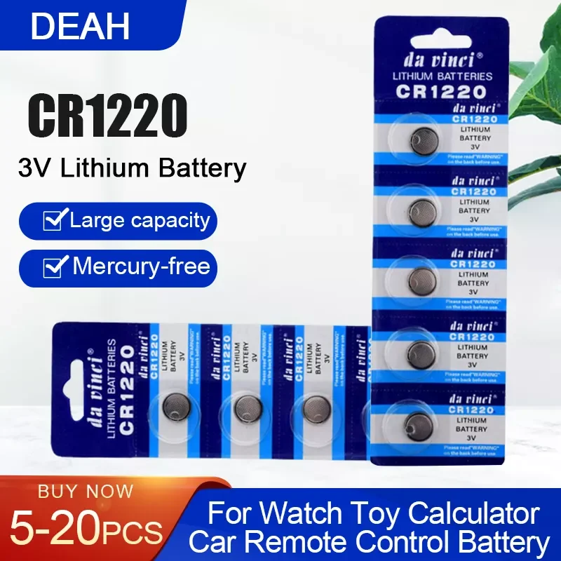 

CR1220 CR 1220 DL1220 BR1220 ECR1220 LM1220 3V Lithium Battery For Car Remote Control Toys Watch Motherboard Button Coin Cell