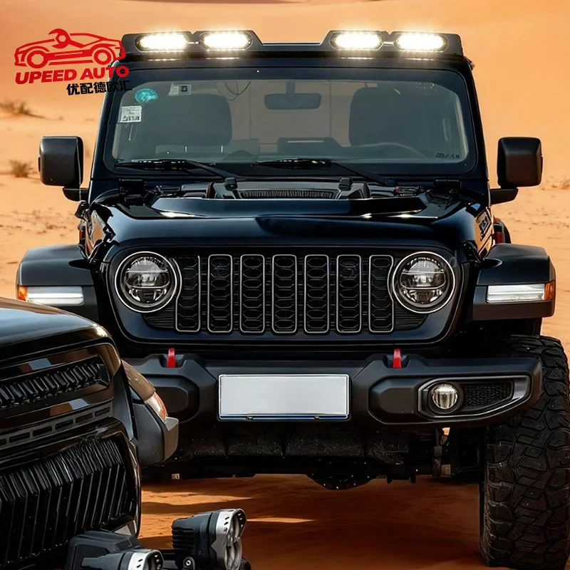Фото Подходящие внедорожные аксессуары 4x4: балка на крышу и прожекторы для Jeep Wrangler JL 2018-2025 (4 шт.) №3