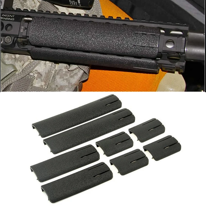 8 Pieces Tactical Carbine Quard Rail 1913 Picatinny Rail Cover Panel Hand Protector for AR15 HK416 Black/Tan