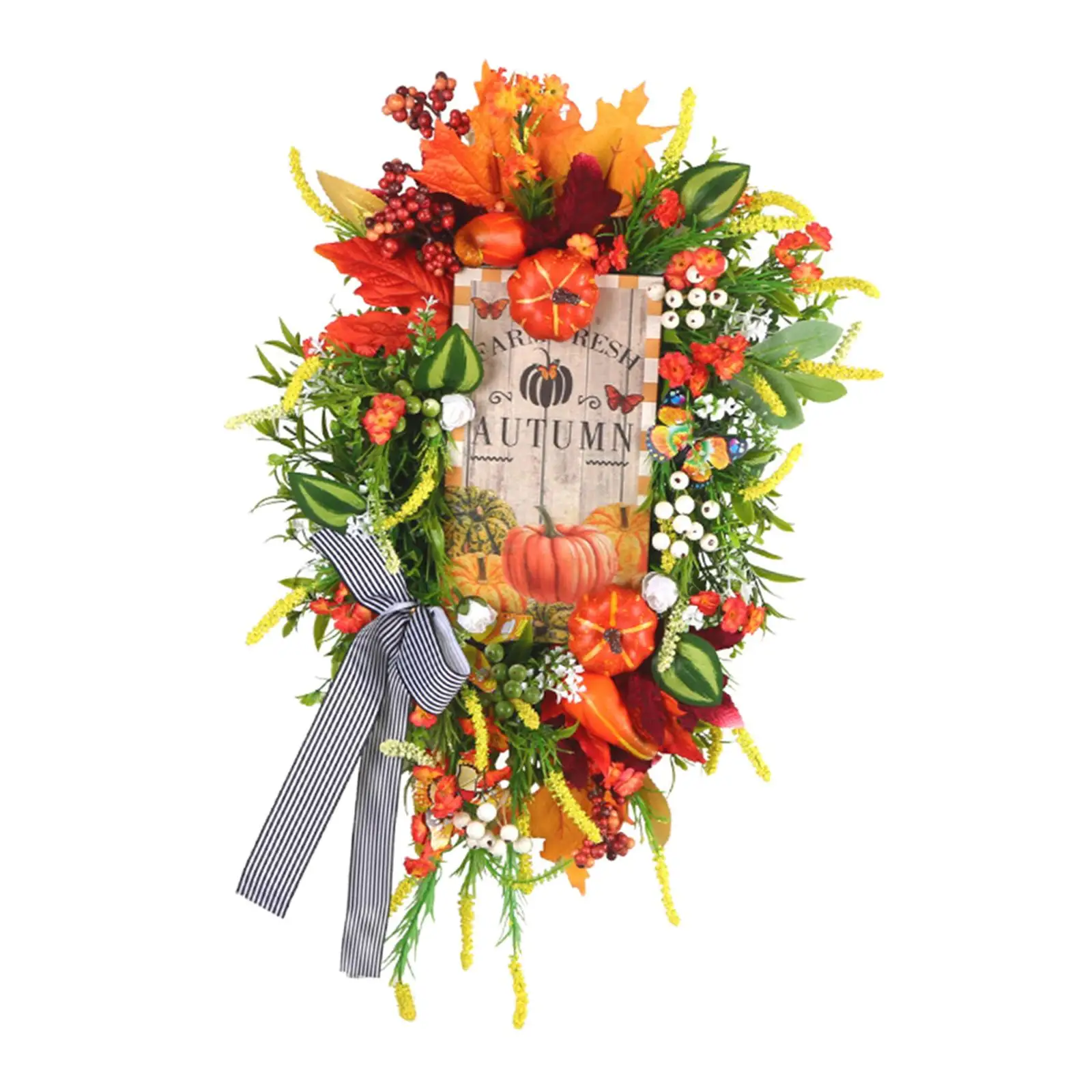 

Fall Wreaths for Front Door Wall Decor Floral Wreath Pumpkin Hanging Door Wreath for Thanksgiving Wall Outside Decoration Props