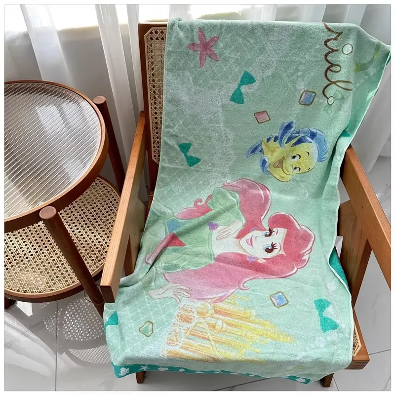 

120x60cm Disney Ariel Princess Cartoon Cotton Bath Towel Super Soft Home Bathroom Washing Face Towel