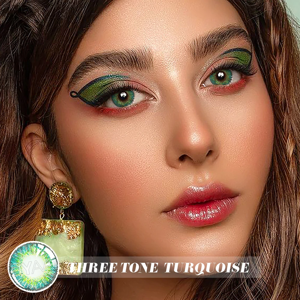 irislens official 1pair2pcs color contact lenses blue three tone series turquoise fashion eye contacts with color wholesale free global shipping