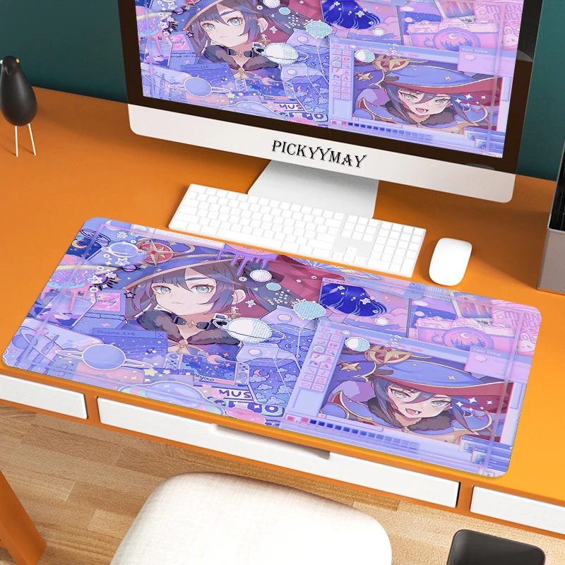 

XXL Mouse Pad Gaming Accessories Genshin Impact Gamer Keyboard Desk Mats Carpet Non-Slip Laptop Big Mousepad Kawaii Girl Anime