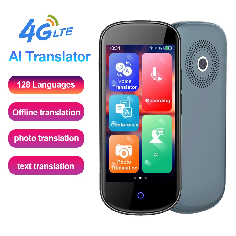 

2023 Smart Voice Translator 128 Languages Instant Two Way Translation 4G+Wifi Portable for Travelling Learning Business Meeting