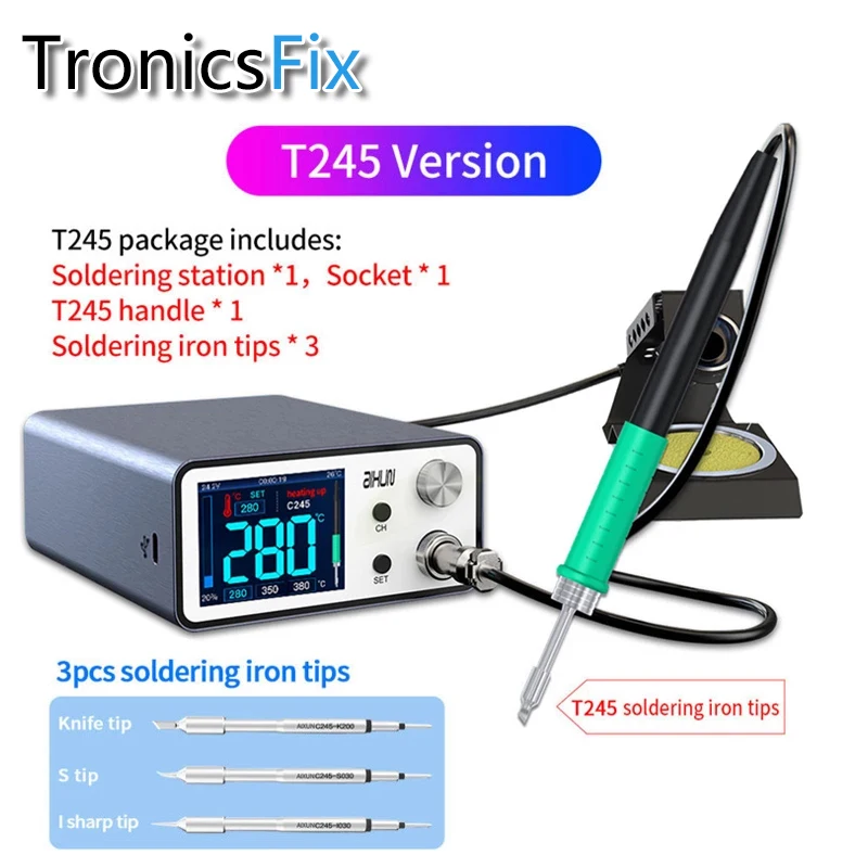 

Aixun T3A T3B Smart Soldering Station Support T12 T245 936 Handle Soldering Electric Welding Iron Tips For SMD BGA Repair 200W