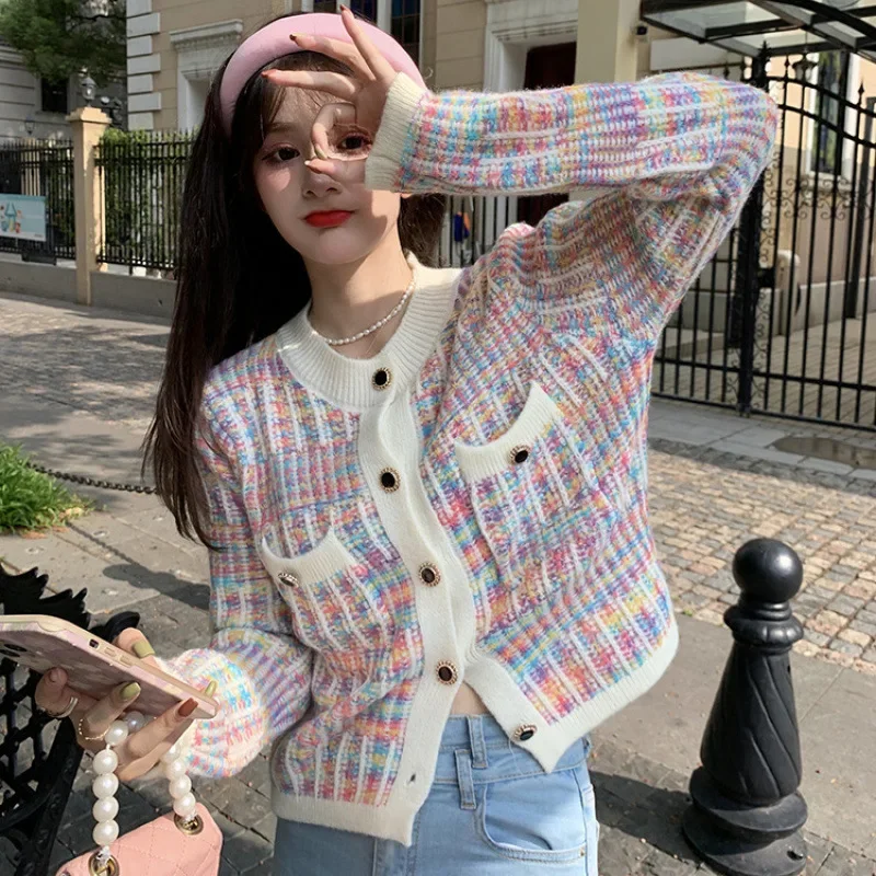 Осень 2024 новая женская одежда элегантная вязаная куртка в светском стиле