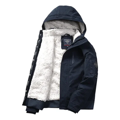 Мужская кашемировая куртка из ягненка, утепленная ветрозащитная теплая износостойкая Высококачественная куртка, мужские хлопковые куртки-карго с несколькими карманами для зимы