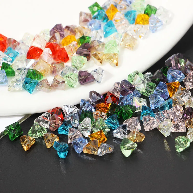 

6MM Glass Symphony Triangle Bead Irregular Imitation Crystal 3D Beads for DIY Making Jewelry Earring Accessories Material