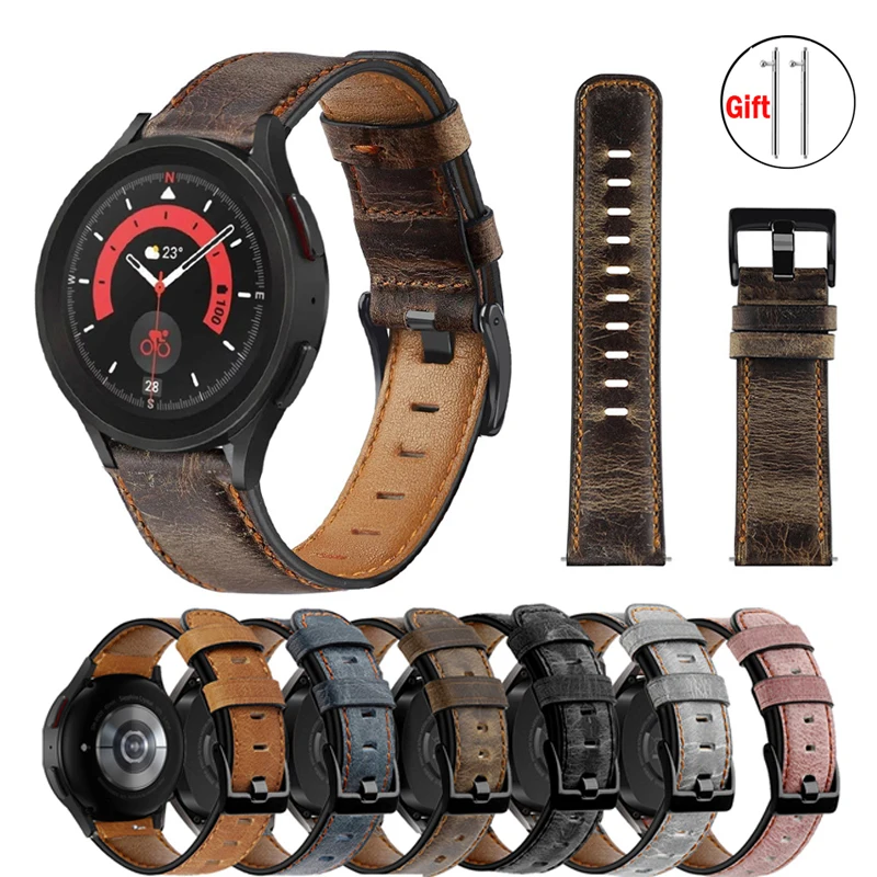 

Genuine Leather band for Samsung Galaxy watch 4/5/pro/classic/Active 2 46mm/40mm/44mm 20/22mm bracelet Amazfit GTS 4/2/e/3 strap