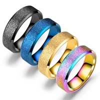 2022 vintage frosted mens rings elegant fashion 6mm width stainless steel rings mens jewelry gifts