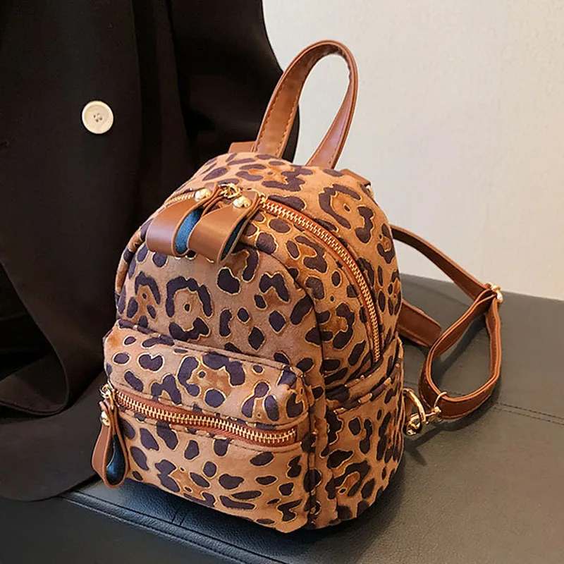 

New Luxury Designer Fashion Women Nylon Backpack Mini Soft Leopard Print Small Backpack Female Ladies Shoulder Bag Girls Purses