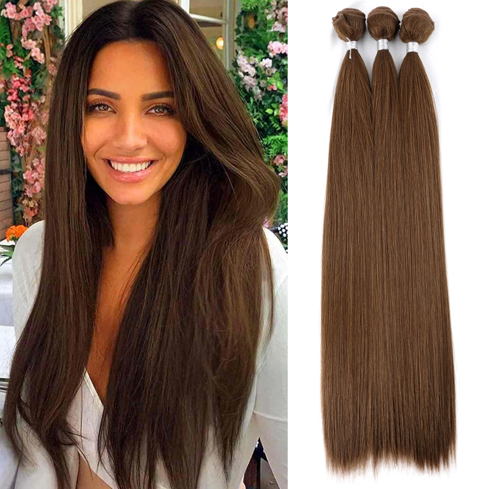 

Bellqueen Heat Resistant Hair Weave Bundle Long Silky Straight Synthetic Hair Weft Weaving Extension For Women