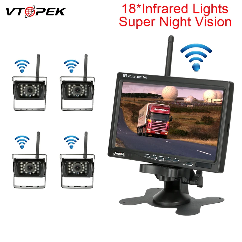 

Vtopek 7 Inch Wireless Car Monitor Screen 18 Infrared Lights Night Vision Reverse Vehicle Reversing Camera Screen for Truck RV