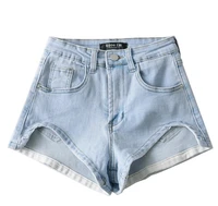 2022 summer women shorts casual denim shorts high waist short jeans women vintage hot shorts black blue jeans irregular fashion