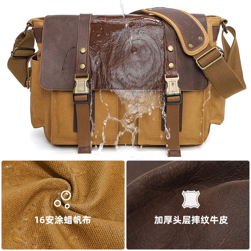 

New Outdoor Photography Bag Waterproof Wax Dyed Canvas SLR Camera Storage Bag Single Shoulder Oblique Cross Digital Camera Bag