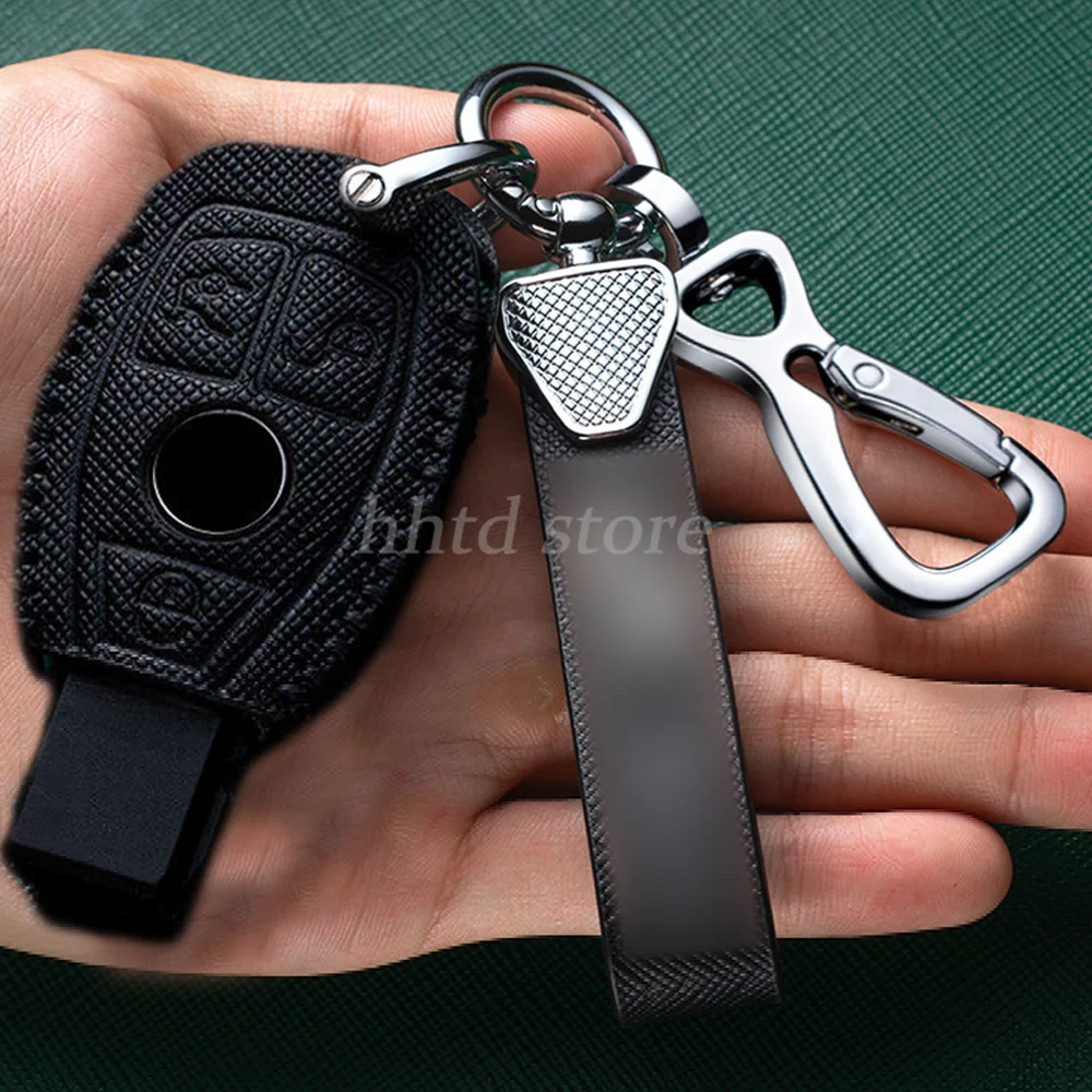 

Cowhide Leather Remote Start Car Key Cover Case Fob Protector Holder Accessories For Mercedes Benz C E S M CLA CLS CLK GLK GLA